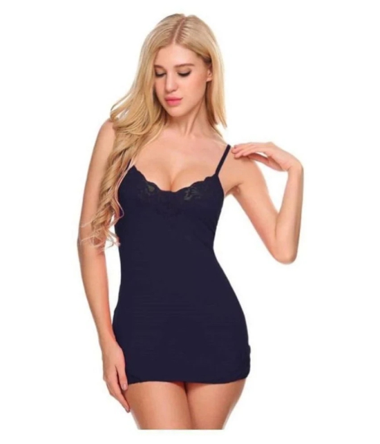 Celosia Net Baby Doll Dresses With Panty - Navy - L