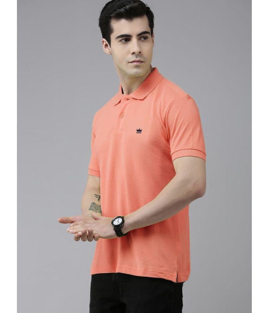 ADORATE Cotton Blend Regular Fit Solid Half Sleeves Mens Polo T Shirt - Coral ( Pack of 1 ) - None