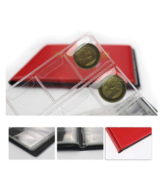 House of Quirk 240 Pockets Coin Holder Collection Coin Storage Album Book for Collectors, Money Penny Pocket - Red