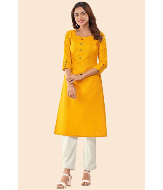 Glomee - Yellow Cotton Women's Straight Kurti ( Pack of 1 ) - None