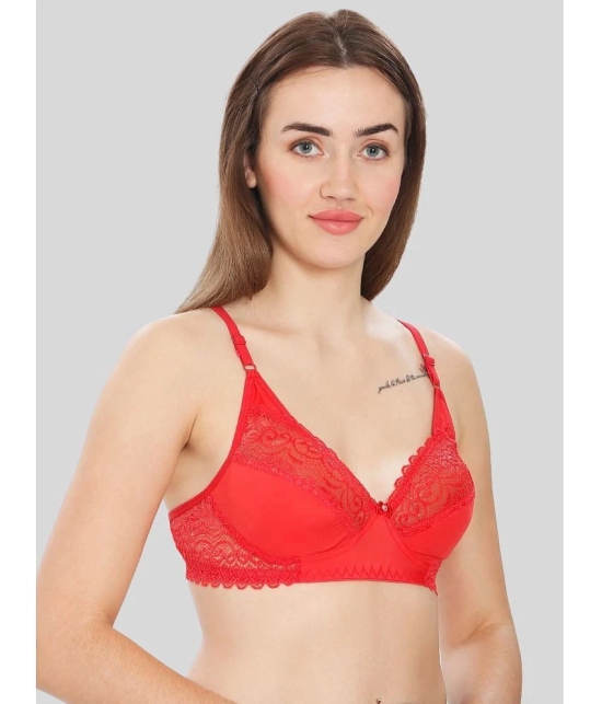 ILRASO Pack of 1 Lace Non Padded Womens T-Shirt Bra ( Red ) - None