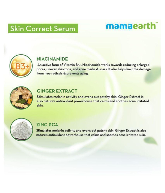 Mamaearth Skin Correct Face Serum Acne Scars removal cream with Niacinamide and Ginger Extract - 30 ml