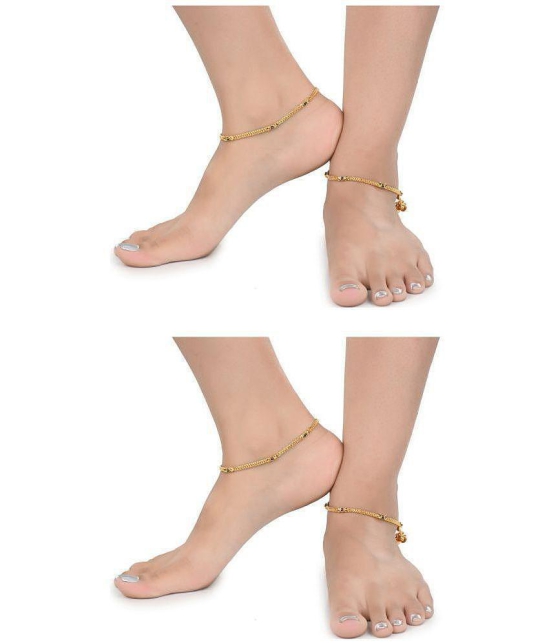 AanyaCentric - Gold Anklets ( Pack of 2 ) - Gold