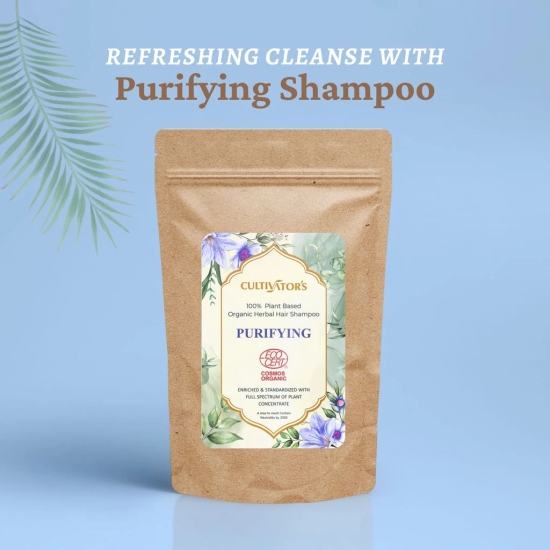 Cultivators Organic Herbal Hair Shampoo, Organic Natural Powder Shampoo for Women & Men For Deeply Cleansing Scalp Effectively , Chemical Free Contains Amla, Reetha & Charcoal - Purifying - 250 gm