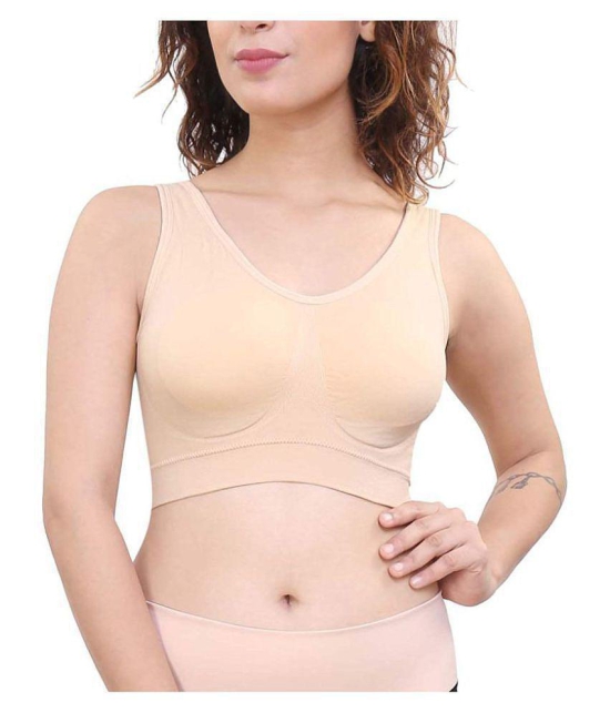 ComfyStyle Cotton Lycra Air Bra - Beige - Free Size