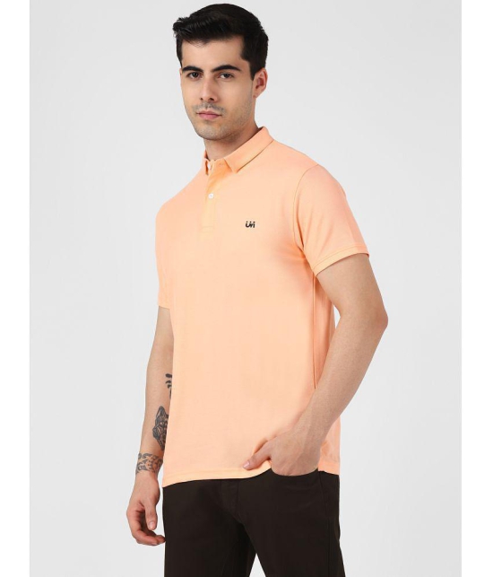 UrbanMark Men 100% Cotton Half Sleeves Regular Fit Solid Polo T Shirt-Peach - None