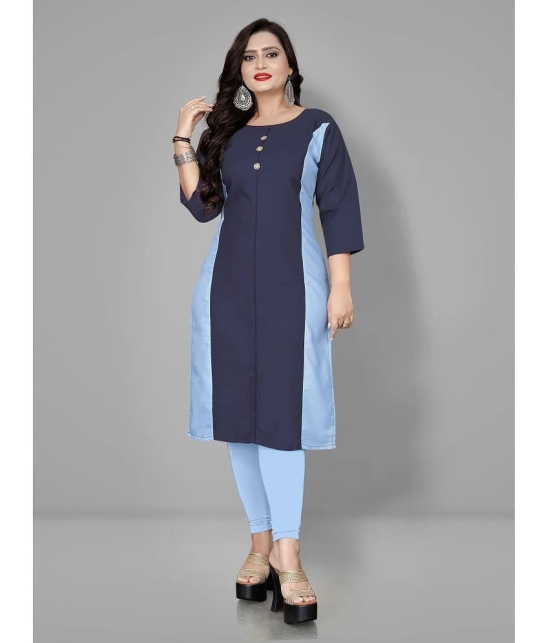 Lerkiza - Blue Cotton Blend Womens Straight Kurti ( Pack of 1 ) - None