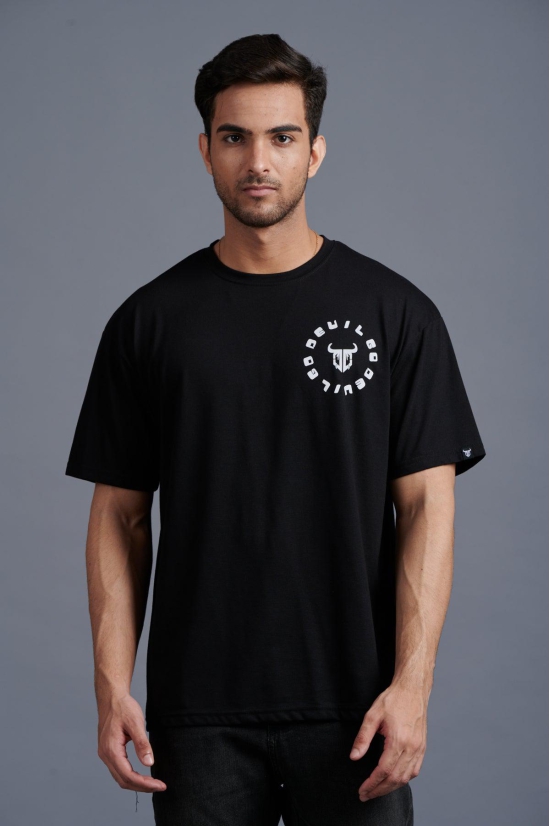 White Devil Printed Black Oversized T-Shirt for Men