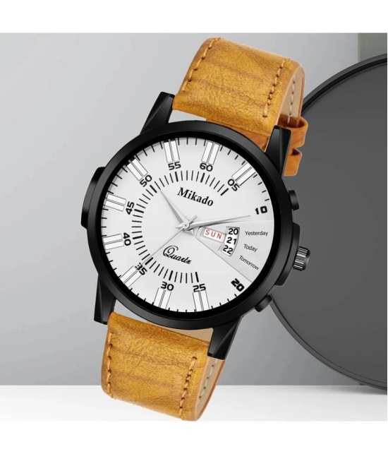 Mikado Brown Leather Analog Mens Watch