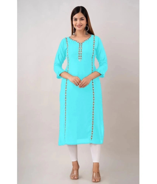 Kapadia - Turquoise Rayon Womens Straight Kurti ( Pack of 1 ) - None