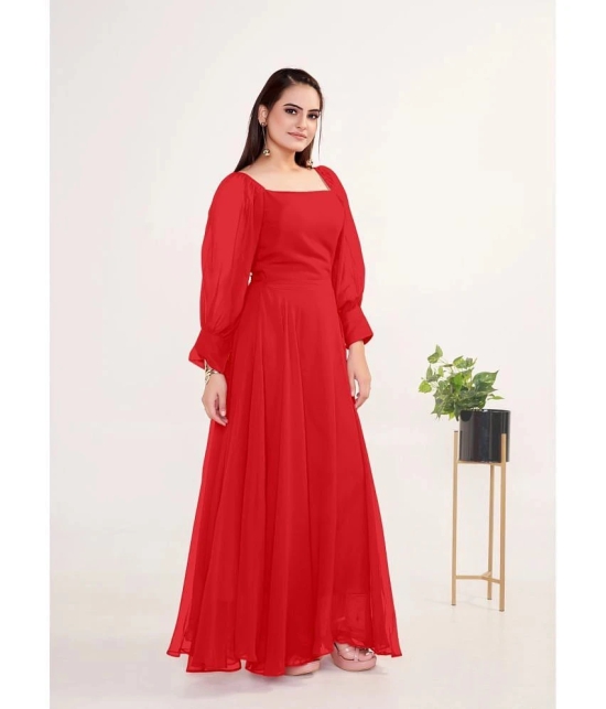 JASH CREATION - Red Georgette Womens Gown ( Pack of 1 ) - None