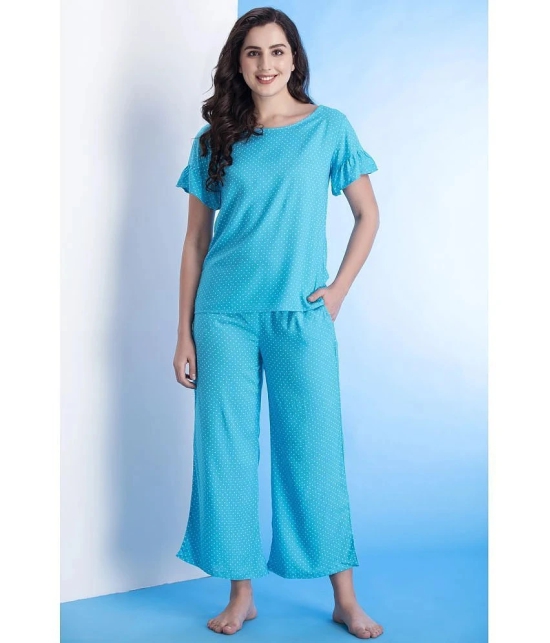 Clovia Rayon Nightsuit Sets - Blue - None