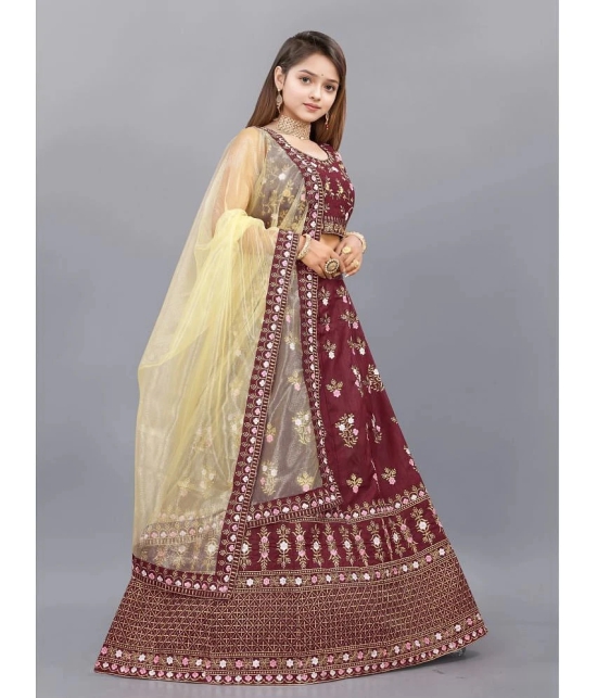 Apnisha Maroon Silk Girls Lehenga Choli Set ( Pack of 1 ) - None