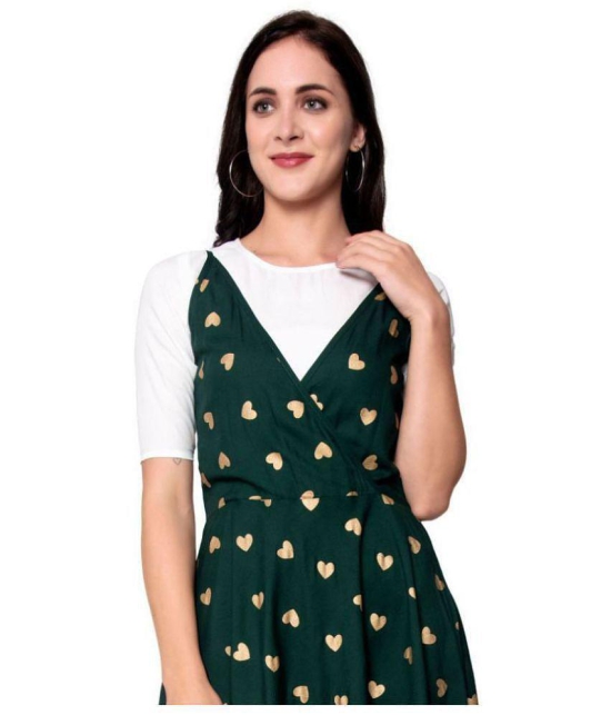 GOD BLESS Rayon Green A- line Dress - Single - 2XL