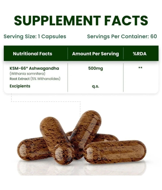 Himalayan Organics KSM - 66 Ashwagandha 1000Mg I KSM-66 I Boost Energy, Strength, Stamina 60 Capsule