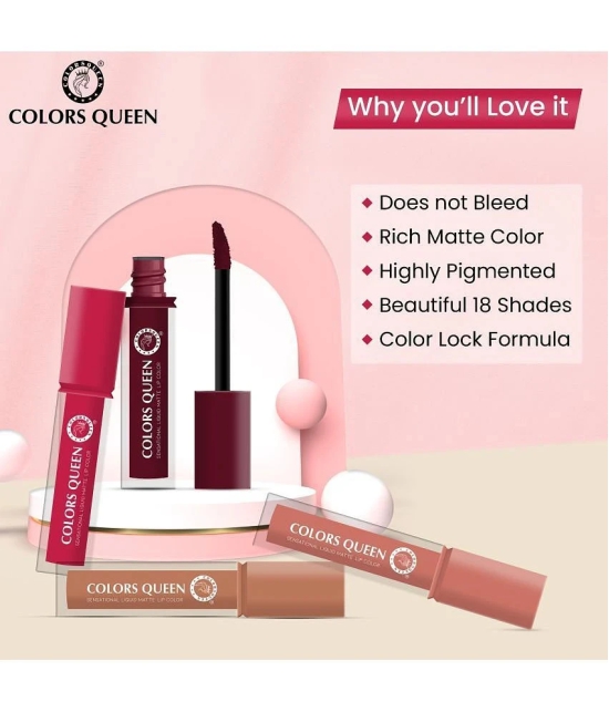 Colors Queen Sensational Liquid Matte Lipstick 7g, Hot Pink (Shade -15)