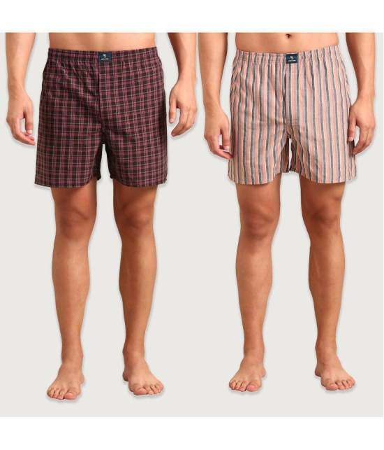 Joven Multicolor BOXER SHORTS Cotton Men's Boxer- ( Pack of 2 ) - None