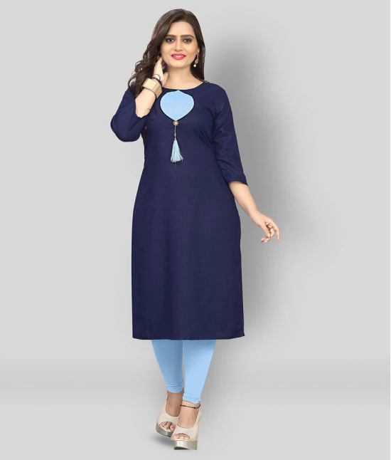 Lerkiza - Blue Cotton Womens Straight Kurti ( Pack of 1 ) - L