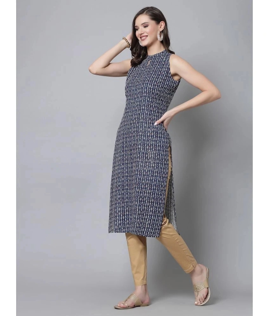 KIPEK Rayon Printed Straight Womens Kurti - Blue ( Pack of 1 ) - None