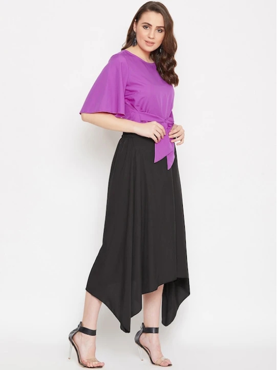 Women Knot Top With Asymmetry Skirt