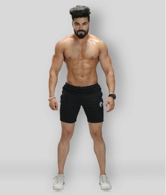 Omtex Black Polyester Fitness Shorts - None