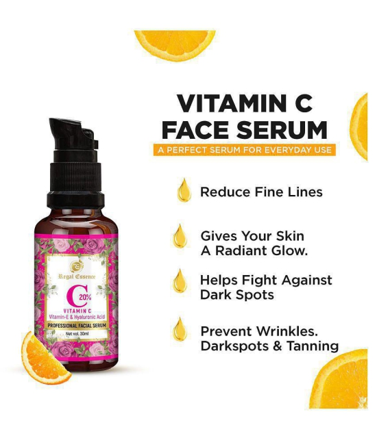 Regal Essence Vitamin C 20% Facial Serum with Vitamin E & Hyaluronic Acid,for Men & Women - 30ml (Pack of 2)