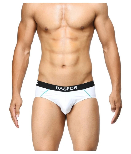 BASIICS By La Intimo - White Cotton Mens Briefs ( Pack of 1 ) - M