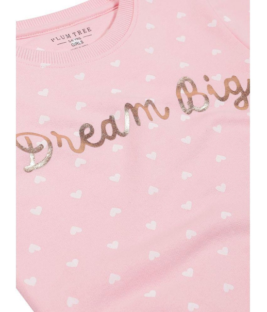 Plum Tree Girls Dream Big print Round neck Pullover Sweatshirt- Pink - None