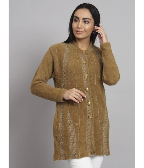 eWools.in Woollen Round Neck Women's Buttoned Cardigans - Brown ( ) - None