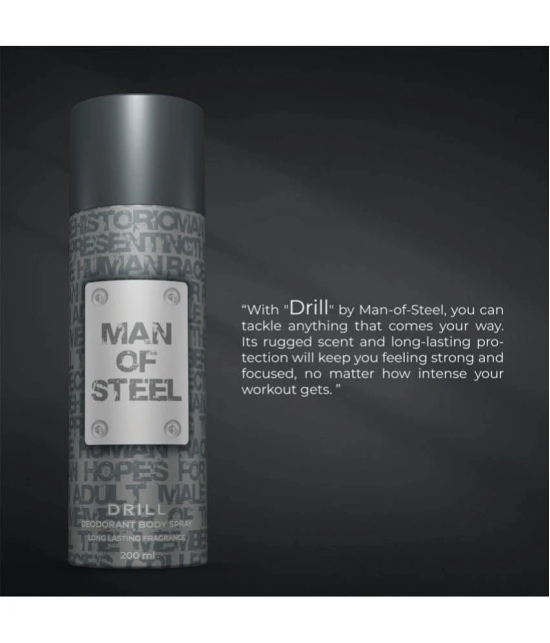 Denver Man Of Steel Drill Deodorant Spray for Men 600 ml ( Pack of 3 )