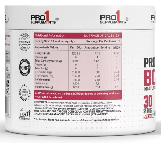 Pro1 Supplements PRO BCAA 180gm Strawberry