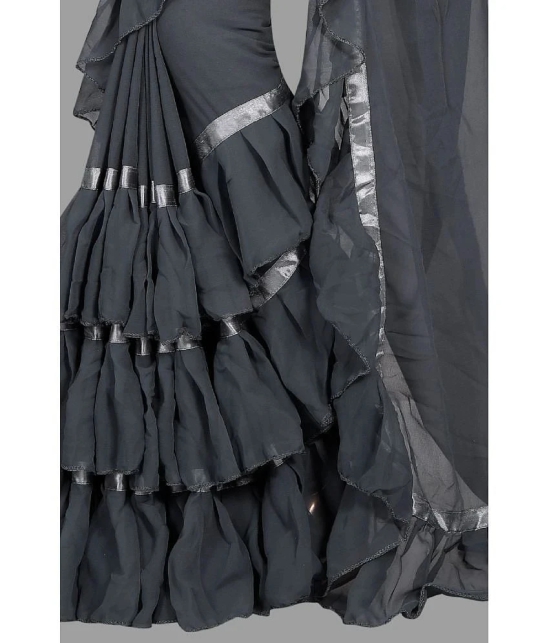 Apnisha Georgette Solid Saree With Blouse Piece - Grey ( Pack of 1 ) - Grey