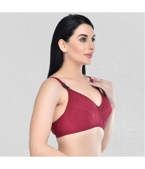 Zourt - Maroon Cotton Non Padded Womens Everyday Bra ( Pack of 1 ) - None