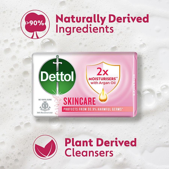 Dettol Skincare Pure Glycerine Soap, Protection From Skin Infection Causing Germs, 125 G