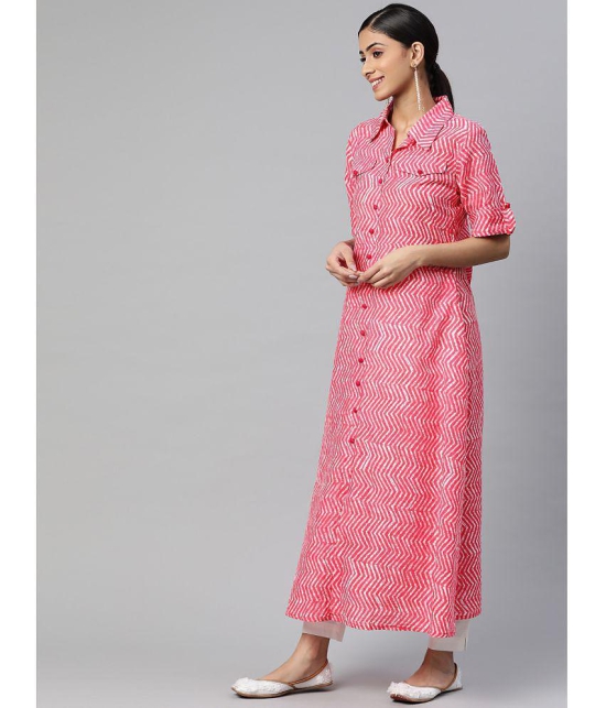 SVARCHI - Pink Cotton Women''s Flared Kurti ( Pack of 1 ) - None