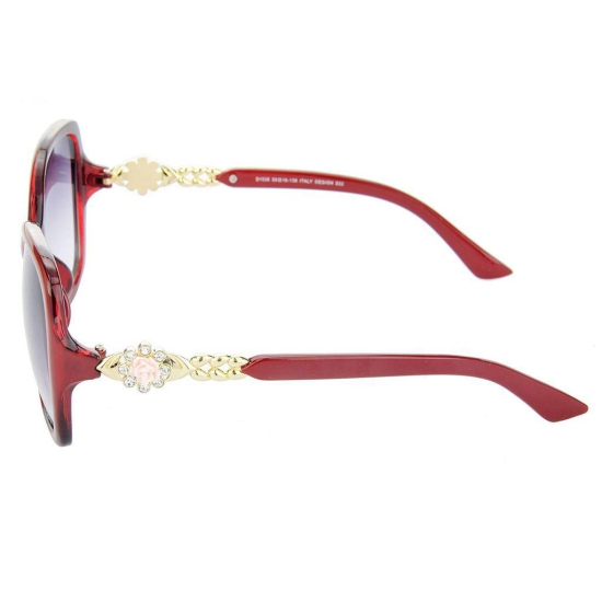 Hrinkar Grey Over-sized Cooling Glass Red Frame Best Sunglasses for Women - HRS266