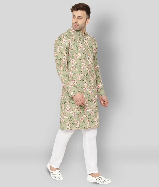 Hangup Green Cotton Kurta Pyjama Set Single Pack - None