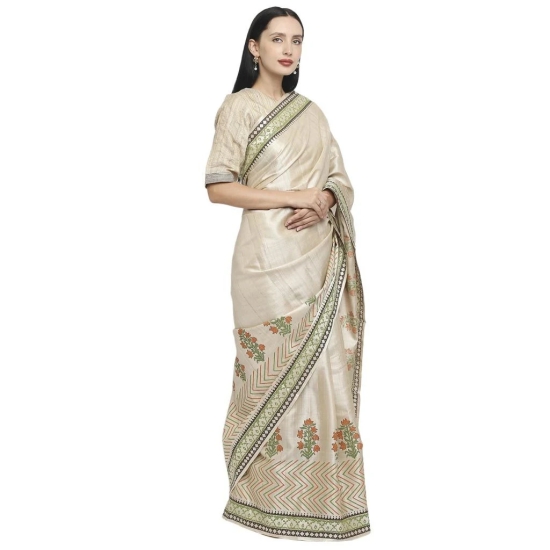 Tisser Kosa (Tussar) Silk Saree With Handblock Print /6.5 Meter