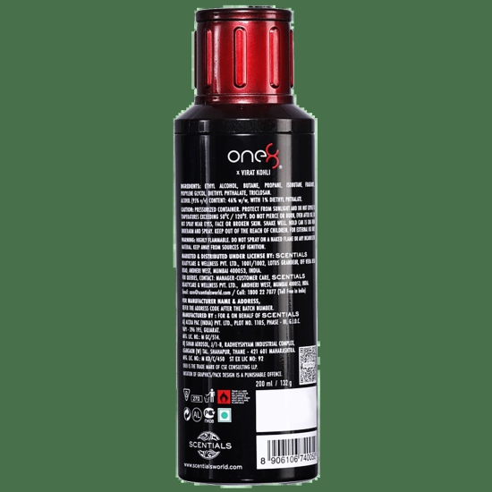 One8 By Virat Kohli Perfume Body Spray - Intense, Long Lasting Fragrance, For Men, 200 Ml