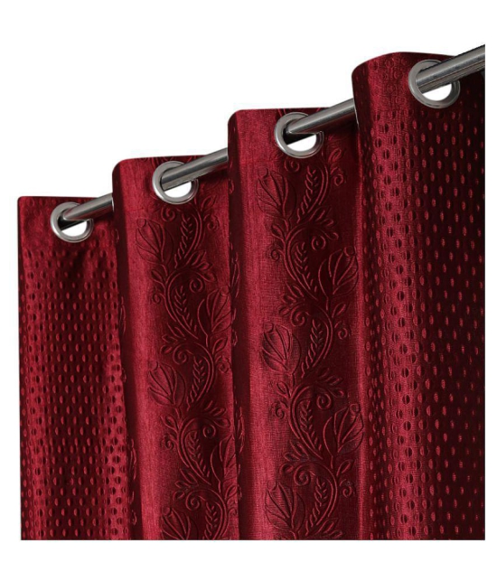 Veronica Deco Set of 2 Door Blackout Room Darkening Eyelet Poly Cotton Curtains Maroon - Maroon