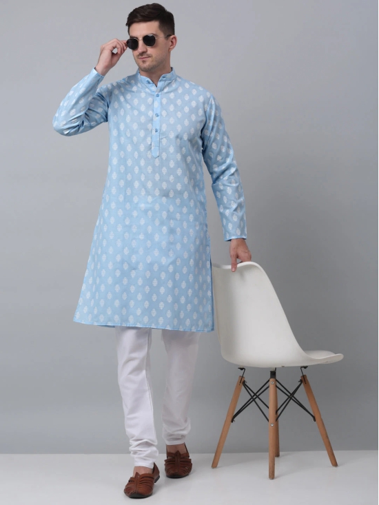 Jompers Mens Sky Cotton Floral printed kurta Pyjama Set-XXL / Blue