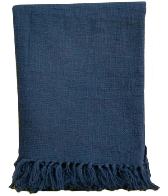 Hugs n Rugs - 3 Seater Cotton Throw ( Pack of 1 ) - Blue