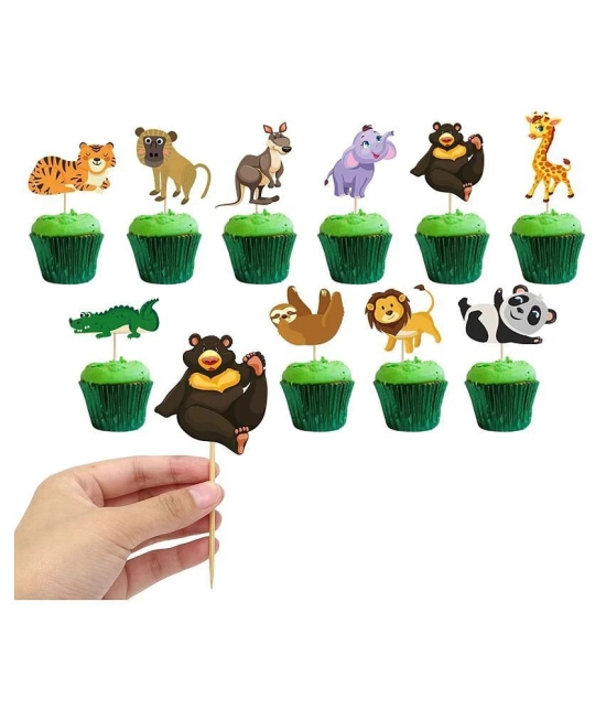 25 Pcs Animal Safari Jungle Cupcake Toppers Zoo Theme Party Decorations Birthday Party Animals Cake Picks Baby Shower Supplies Kids Forest Themed Party Decoration Animals Centerpiece Sticks 