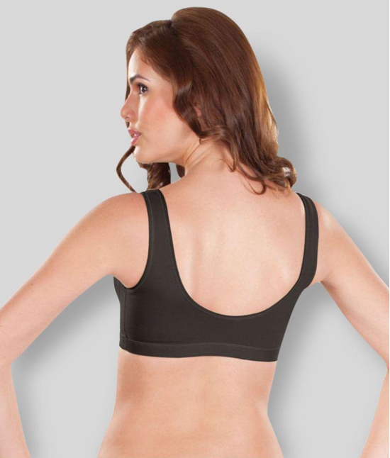 Dermawear Black Poly Cotton Solid Sports Bra - 30