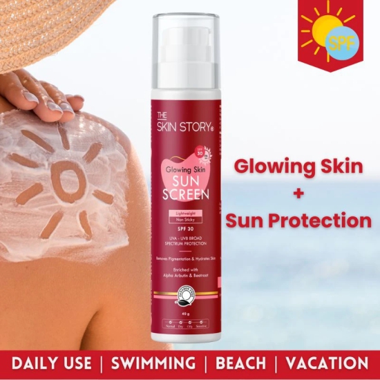 Glowing Skin Sunscreen SPF 30 PA++ With Alpha Arbutin & Beetroot No White Cast (40 GM)