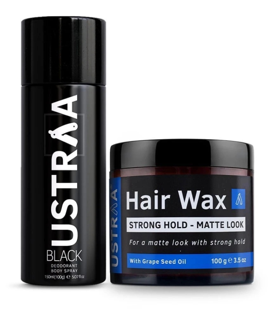 Ustraa Black Deodorant - 150ml & Hair Wax Matt Look Strong Hold -100g