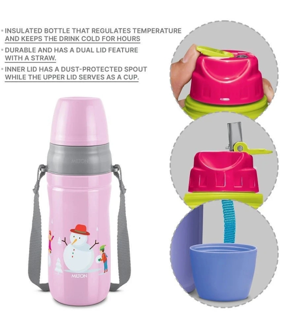 Milton Kool Cheer 600 Insulated Water Bottle, 1 Piece, 520 ml, Light Pink | School Bottle | Picnic Bottle | Sipper Bottle | Leak Proof | BPA Free | Food Grade | Easy to Carry - Pink