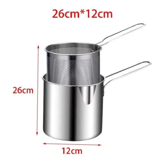 Deep Frying Pot With Basket Stainless Steel Fryer Pot With Long Handle Mini Deep Oil Fryer