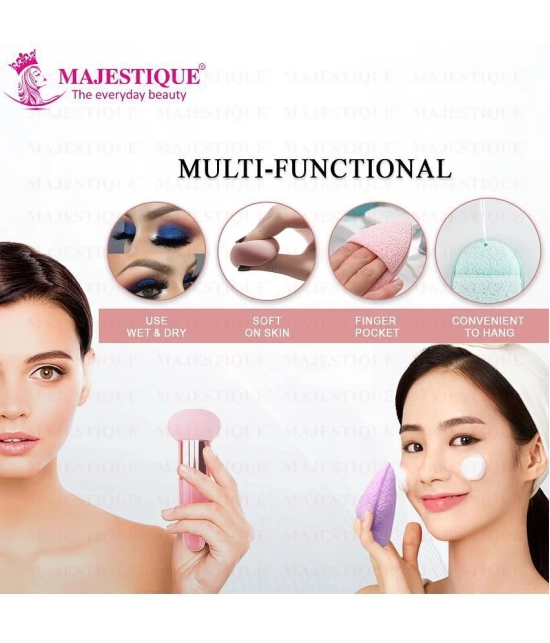 MAJESTIQUE Facial Cleaning Sponge with Mushroom Makeup Sponge for Makeup Removal for Women - 2 Pcs