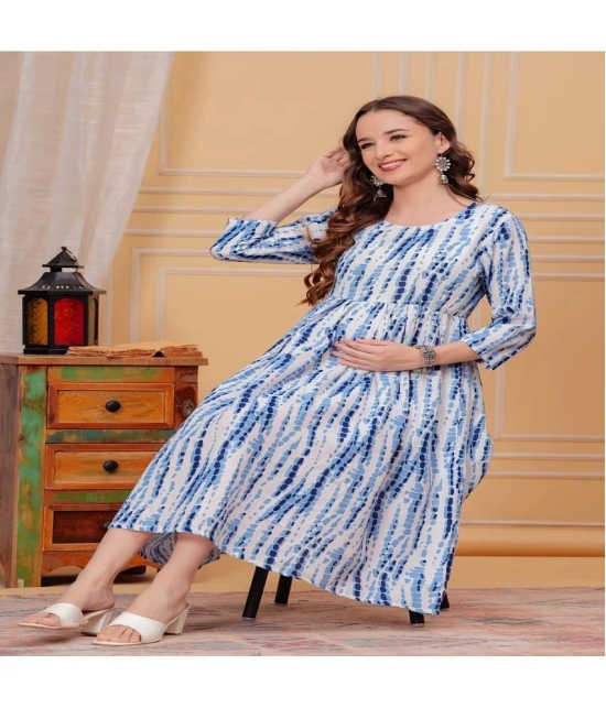 Glorious Blue Rayon Maternity Kurta - L